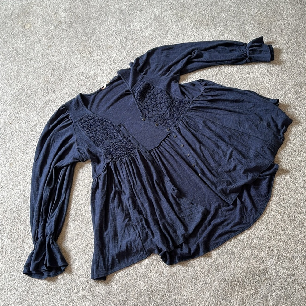 Free People XL Button Tunic Top Lightweight Cardigan Dress EUC NWOT - Picture 6 of 9
